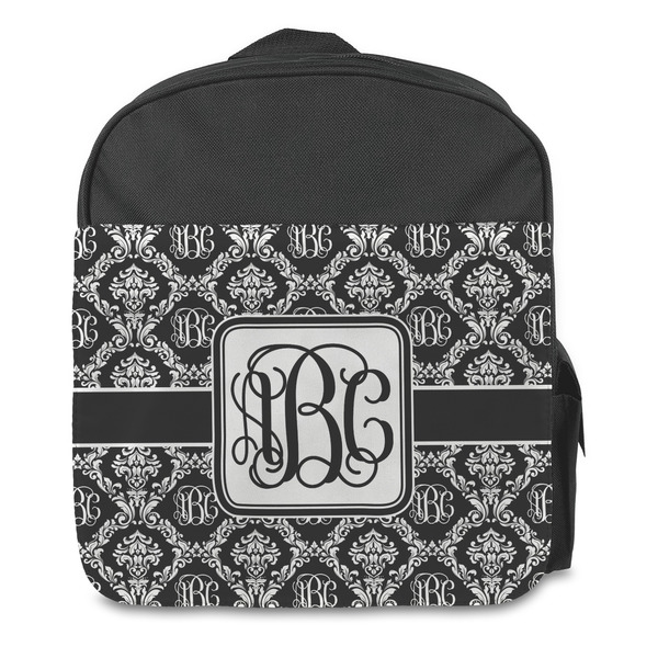 Monogrammed Damask Kids Backpack - Front