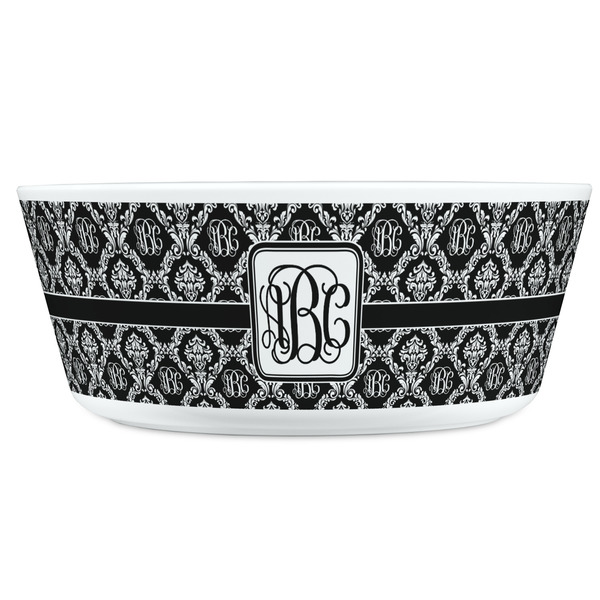 Monogrammed Damask Kids Bowls - FRONT