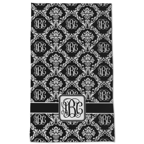 Monogrammed Damask Kitchen Towel - Poly Cotton - Full Front
