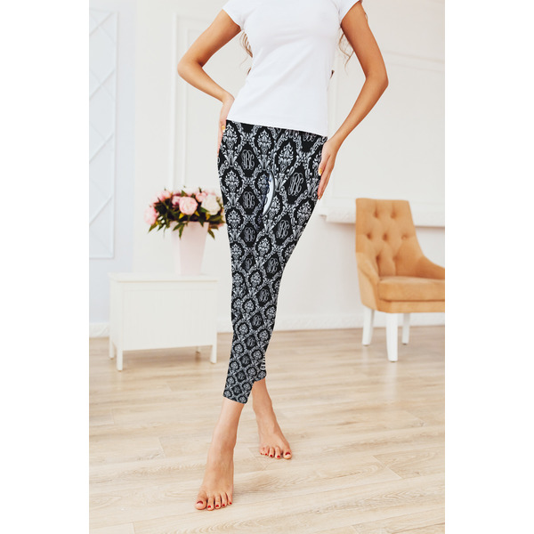 Monogrammed Damask Ladies Leggings - LIFESTYLE 2