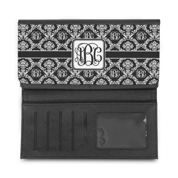 Monogrammed Damask Ladies Wallet - Half Way Open