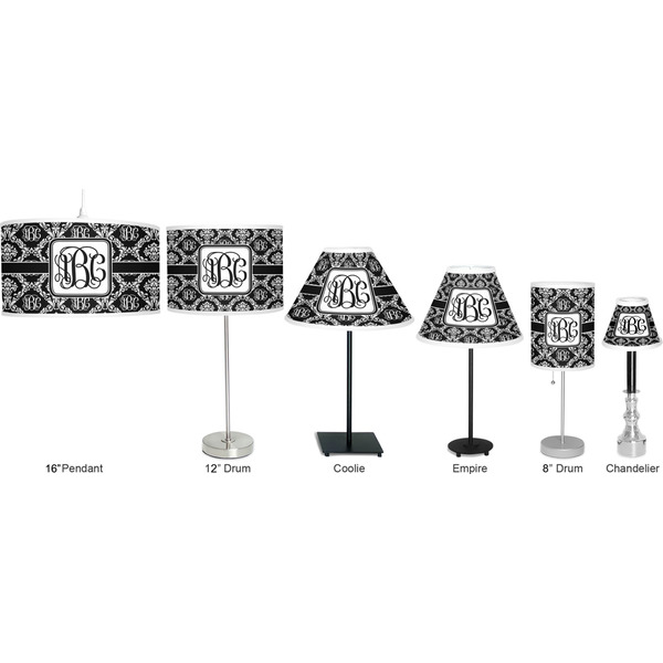 Monogrammed Damask Lamp Full View Size Comparison