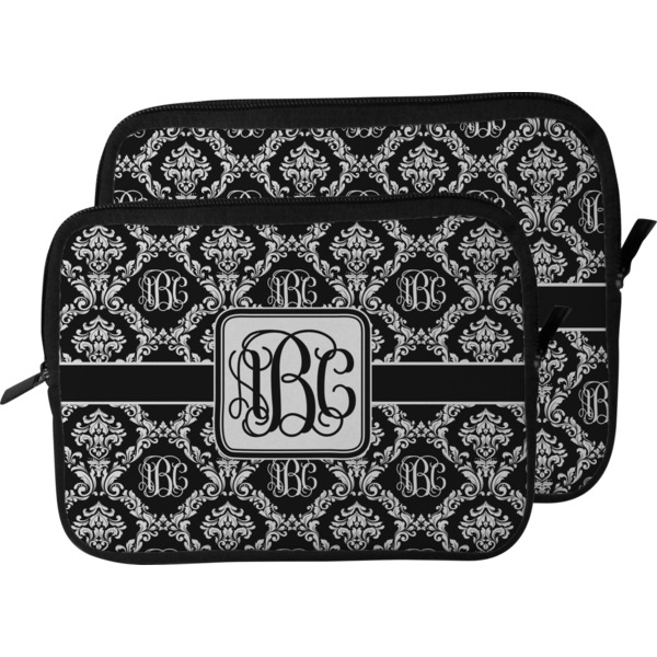 Monogrammed Damask Laptop Sleeve (Size Comparison)