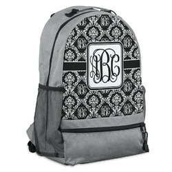 Monogrammed Damask Backpack - Grey