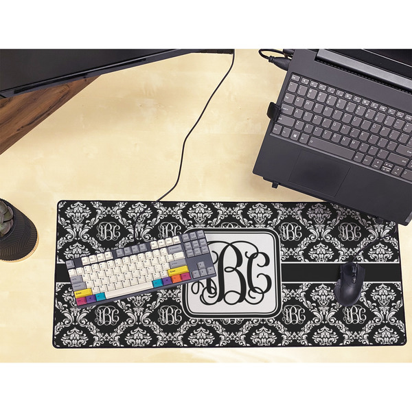 Monogrammed Damask Large Gaming Mats - LIFESTYLE
