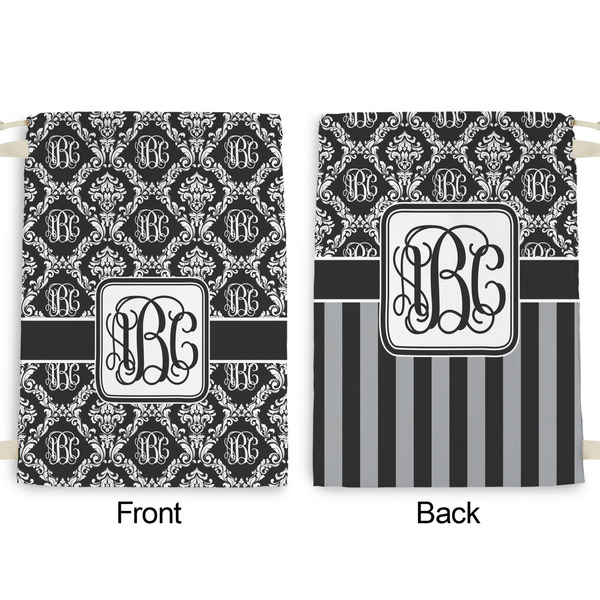 Monogrammed Damask Large Laundry Bag - Front & Back View