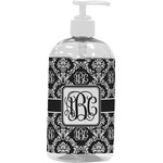 Monogrammed Damask Plastic Soap / Lotion Dispenser (16 oz - Large - White)