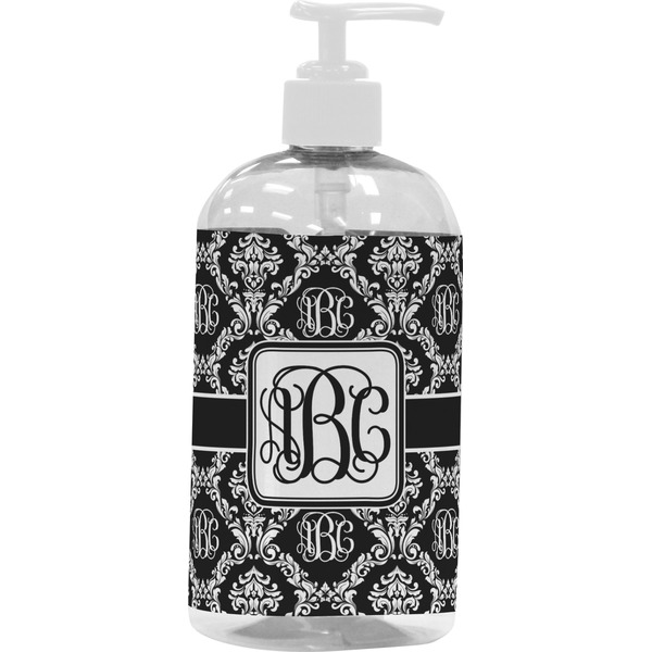 Monogrammed Damask Large Liquid Dispenser (16 oz) - White