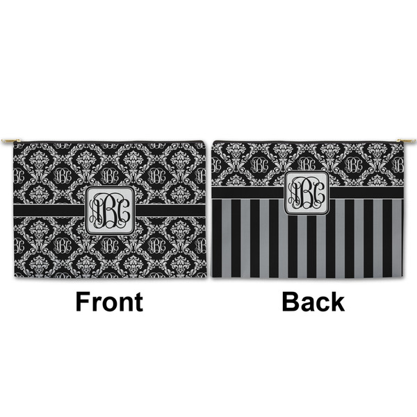 Monogrammed Damask Large Zipper Pouch Approval (Front and Back)