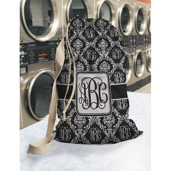 Monogrammed Damask Laundry Bag in Laundromat
