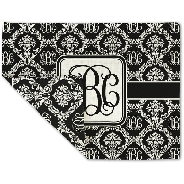 Custom Monogrammed Damask Double-Sided Linen Placemat - Single