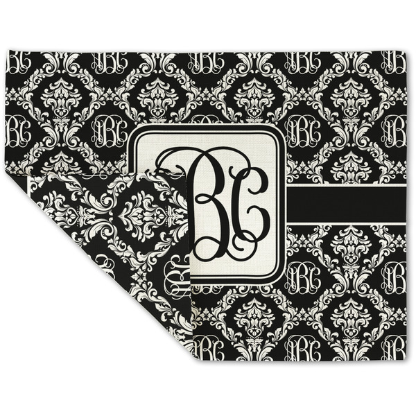 Monogrammed Damask Linen Placemat - Folded Corner (double side)