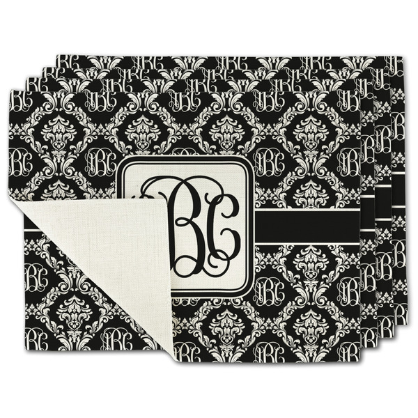 Custom Monogrammed Damask Single-Sided Linen Placemat - Set of 4