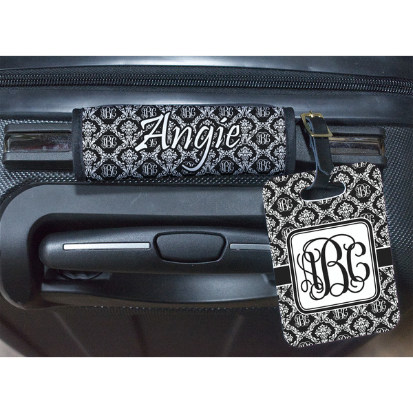 Monogrammed Damask Luggage Wrap & Tag