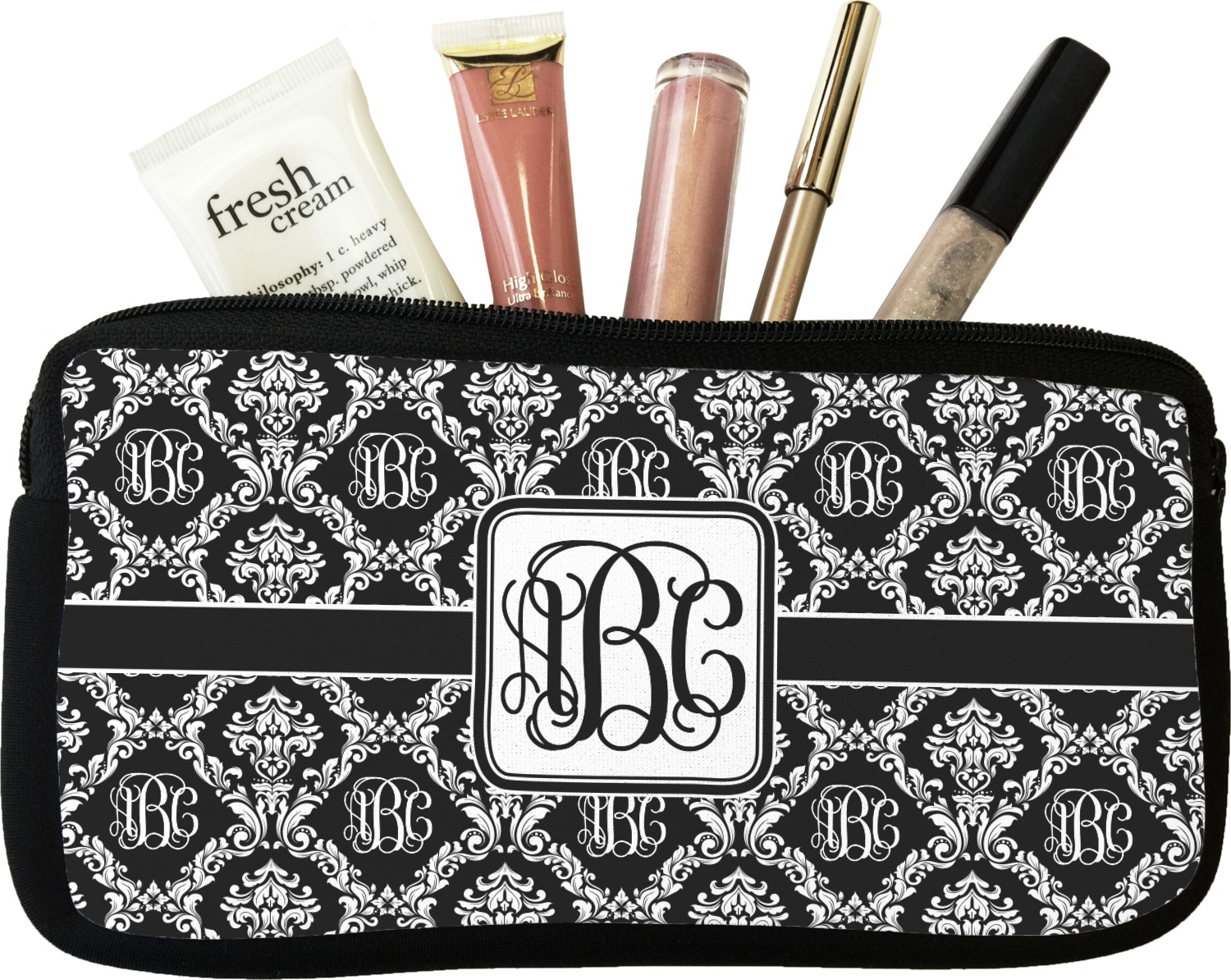 Monogrammed Damask Makeup / Cosmetic Bag (Personalized) - YouCustomizeIt