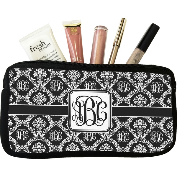 Custom Monogrammed Damask Makeup / Cosmetic Bag - Small (Personalized)