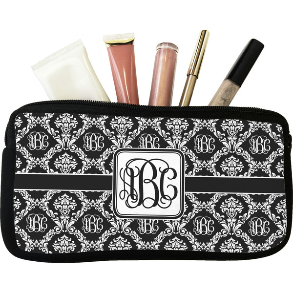 Custom Monogrammed Damask Makeup / Cosmetic Bag (Personalized)