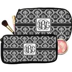 Monogrammed Damask Makeup / Cosmetic Bag (Personalized)