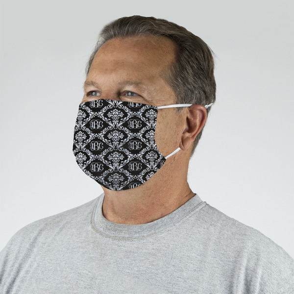 Monogrammed Damask Mask - Quarter View on Guy