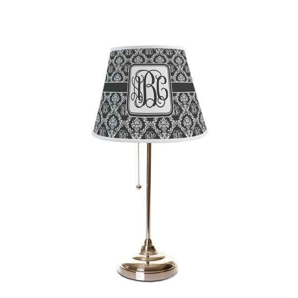 Monogrammed Damask Poly Film Empire Lampshade - On Stand