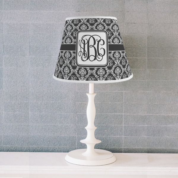 Monogrammed Damask Poly Film Empire Lampshade - Lifestyle