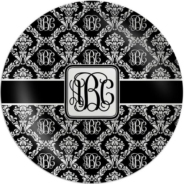 Custom Monogrammed Damask Melamine Plate (Personalized)