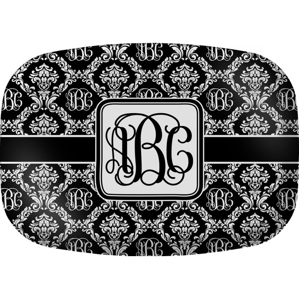 Custom Monogrammed Damask Melamine Platter (Personalized)