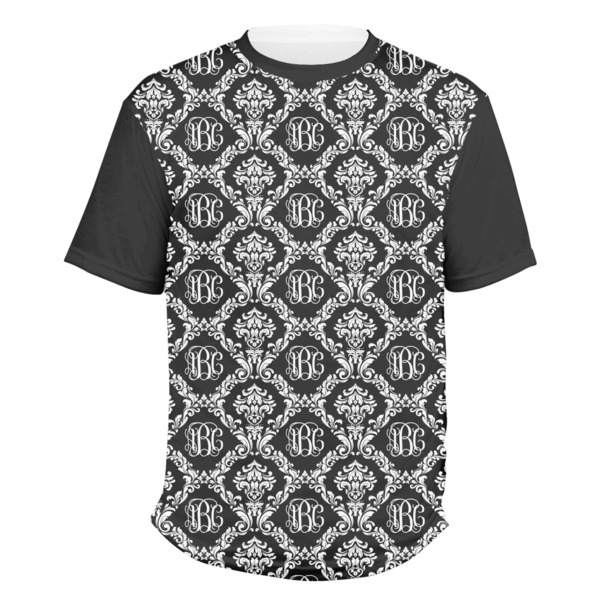 Custom Monogrammed Damask Men's Crew T-Shirt - X Large (Personalized)