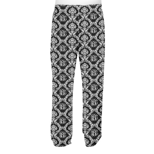 Monogrammed Damask Men's Pjs Back - on model