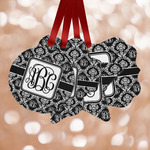 Monogrammed Damask Metal Ornaments - Double Sided