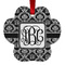 Monogrammed Damask Metal Paw Ornament - Front