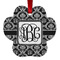 Monogrammed Damask Metal Paw Ornament - Double Sided