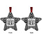 Monogrammed Damask Metal Star Ornament - Front and Back