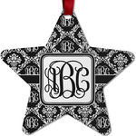 Monogrammed Damask Metal Star Ornament - Double Sided