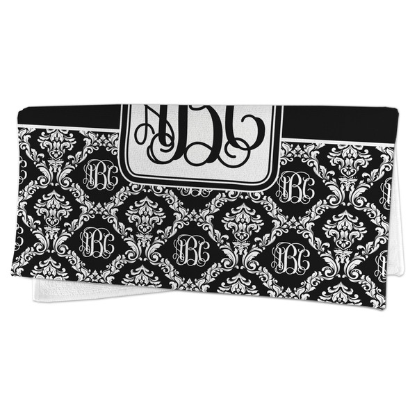 Monogrammed Damask Microfiber Dish Rag - FOLDED (half)