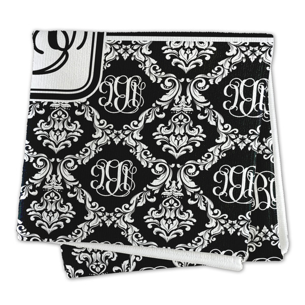 Monogrammed Damask Microfiber Dish Rag - FOLDED (square)