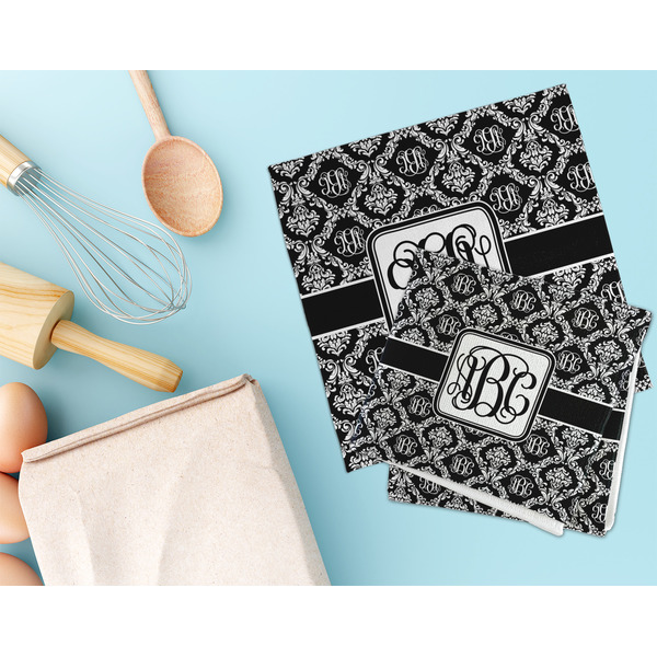 Monogrammed Damask Microfiber Dish Rag - LIFESTYLE