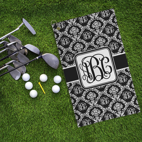 Monogrammed Damask Microfiber Golf Towels - LIFESTYLE