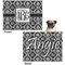 Monogrammed Damask Microfleece Dog Blanket - Regular - Front & Back