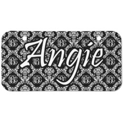 Monogrammed Damask Mini/Bicycle License Plate (2 Holes)