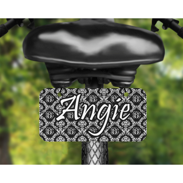 Monogrammed Damask Mini License Plate on Bicycle - LIFESTYLE Two holes
