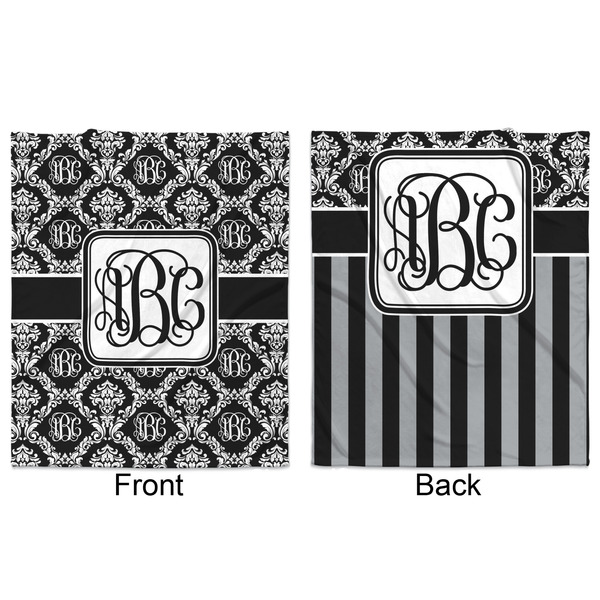 Monogrammed Damask Minky Blanket - 50"x60" - Double Sided - Front & Back