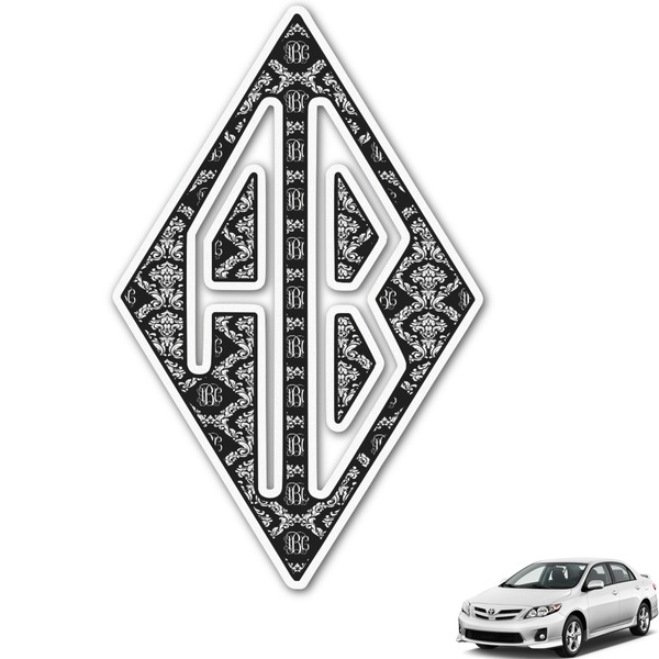 Custom Monogrammed Damask Monogram Car Decal (Personalized)