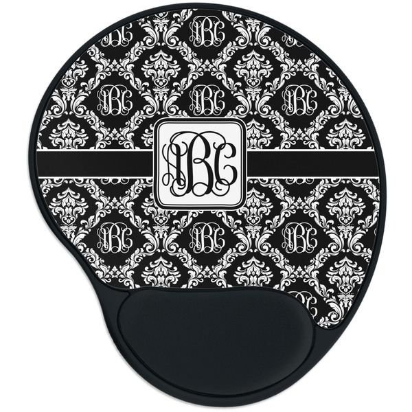 Custom Monogrammed Damask Mouse Pad with Wrist Support