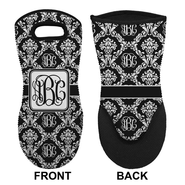 Monogrammed Damask Neoprene Oven Mitt (Front & Back)