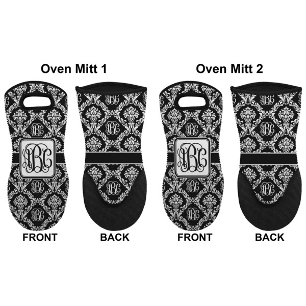 Monogrammed Damask Neoprene Oven Mitt - Set of 2 - Approval