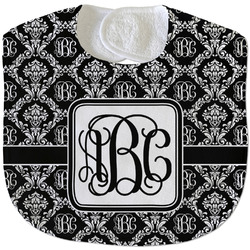 Monogrammed Damask Velour Baby Bib