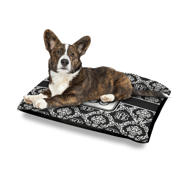 Monogrammed Damask Outdoor Dog Beds - Medium - IN CONTEXT