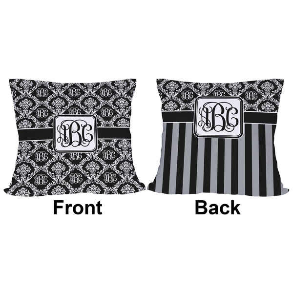 Monogrammed Damask Outdoor Pillow - 16x16
