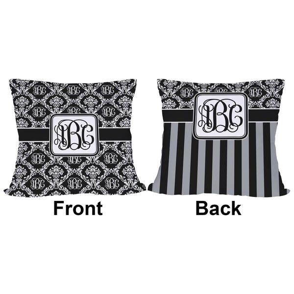 Monogrammed Damask Outdoor Pillow - 18x18